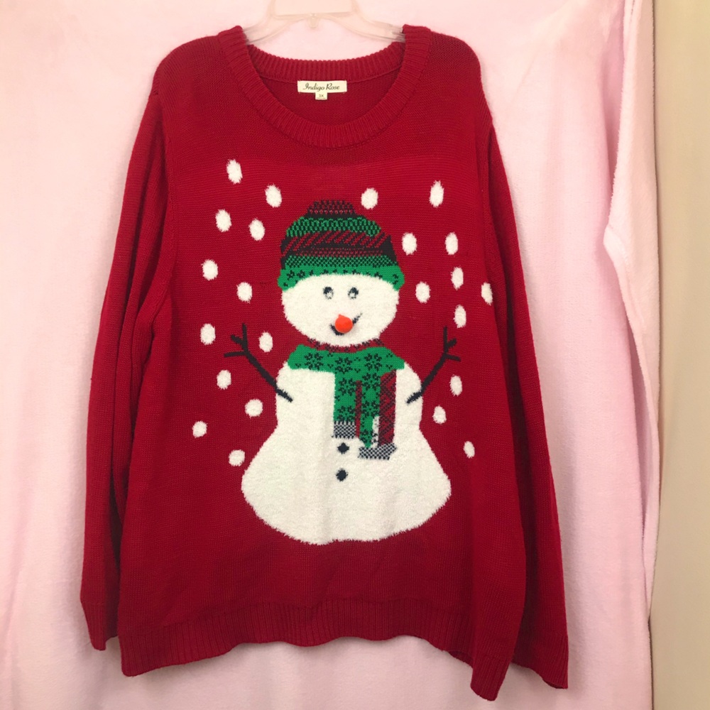 Christmas Snowman w/ 3D Nose Acrylic Sweater
